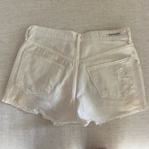 Citizens of Humanity White Distressed Denim Shorts - Picture 2 of 3